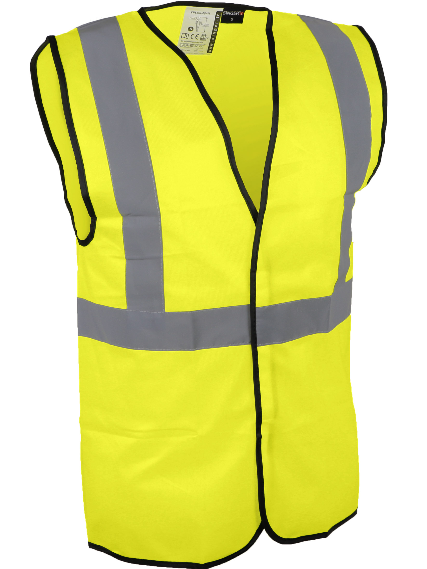 Article - Gilet haute-visibilité. 100% polyester.Fermeture auto-agrippante.  3 bandes.