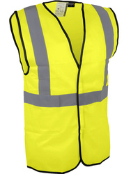 High visibility waistcoat. 100% polyester. Self-grip fastening.