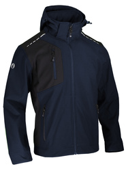 Veste softshell. 94% polyester et 6% élasthanne, 300 g/m²