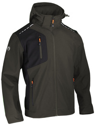 Veste softshell. 94% polyester et 6% élasthanne, 300 g/m²