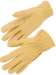 Full cow grain leather glove. Shirred elastic back.