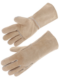 Handschoenen 35 cm. lang van splitleer.Versterkte handpalm