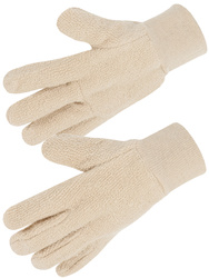 Medium weight terrycloth glove. Knittedwrist.