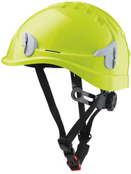 Casque monteur ventilé avec attaches pour lampe frontale.