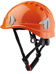 Casque monteur ventilé avec attaches pour lampe frontale.