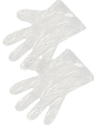 Clear single use polyethylene glove. Bagof 100 pieces.