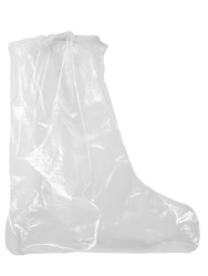 Clear single use polyethylene bootcover.