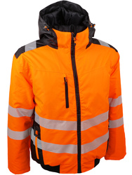 Weerbestendige jas met hoge zichtbaarheid. Aviator type, warm en comfortabel