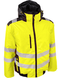 High visibility bomber jacker against foul weather. Warm and comfortable