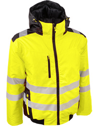 Weerbestendige jas met hoge zichtbaarheid. Aviator type, warm en comfortabel