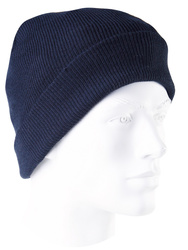 Knitted acrylic hat. Navy blue colour.