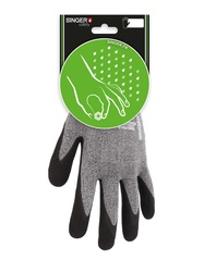 Foam nitrile coated glove. Open back. Nitrile dotted palm. 15 gauge.