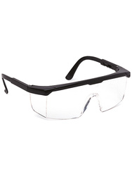 Safety spectacles. Clear anti-fog lens.Adjustable temple length.