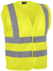 Hoge zichtbaarheid vest. 100% polyester.4 grijze reflecterende strepen.