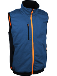 Softshell mouwloos vest. 96% polyester en 4% elastaan, 300g/m².