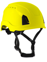 Casque de protection aéré jaune. EN 397& EN 12492. Coque interne en PPE.