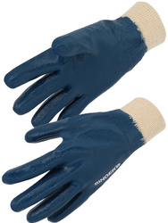 Nitrile glove. Light coating. Fully coated. Knitted wrist.