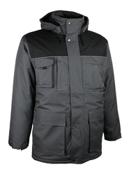 Parka. Polyester rip-stop met PVC coating. Waterdichtheid 1000 mm.