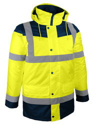 Foul weather high visibility parka. Polyester lining.