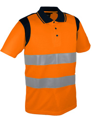 Polo orange haute visibilité. 100% polyester. 150 gm2.