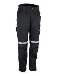 Calça de trabalho ripstop. Algodão/poliéster/elastano 280 g/m². Preto e cinza.