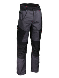 Polyester / katoenen broek (65/35), 280g / m². Grijs / zwart / rood.