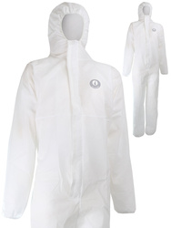 Chemical protective coverall. Non-wovenSMS fabric. 55 gms.