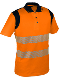 Oranges Warnschutz-Poloshirt. 55% Baumwolle /45 % Polyester 170 gm2.