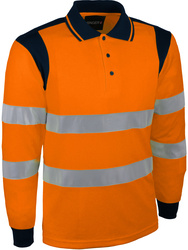 High visibility orange polo-shirt.