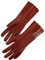 P.V.C gloves. Smooth finish. Single dipped. 35 cm.