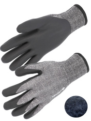 PEHD-Handschuhe. Schnittschutz D. Innenhand mit geschäumter Nitril-Beschichtung