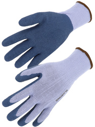 Latex glove. Polyester liner. Open back.10 gauge.