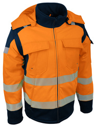 High visibility Softshell jacket. Polarfleece lining. 2 x 1.